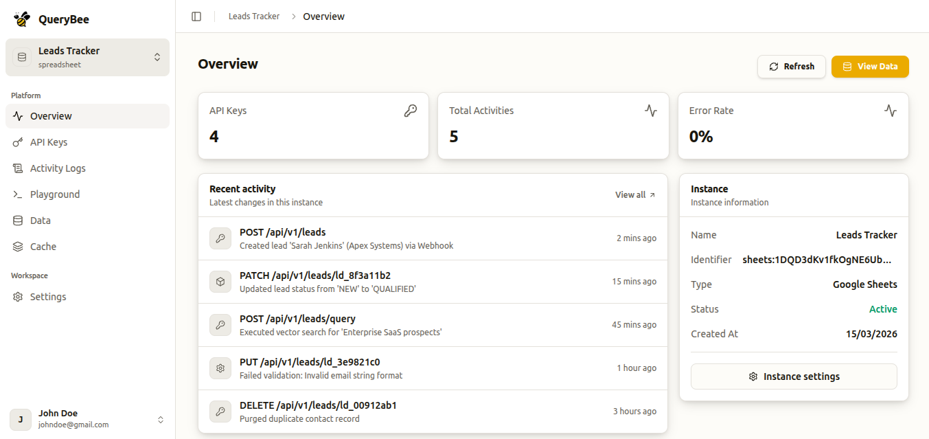 QueryBee Dashboard